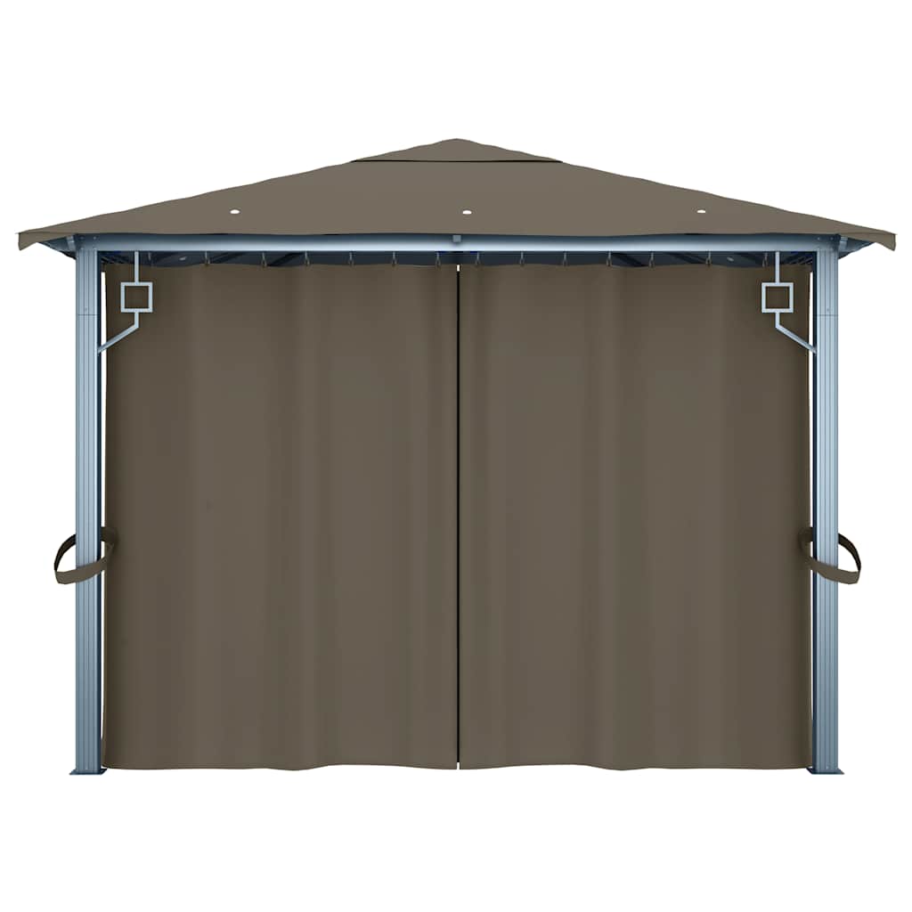 Pavėsinė su užuolaidomis ir lemputėmis LED, taupe, 400x300cm Pavėsinė su užuolaidomis ir lemputėmis LED, taupe, 400x300cm - Image 8