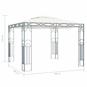 Pavėsinė su lemputėmis LED, kreminė, 300x300 cm