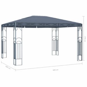 Pavėsinė su lemputėmis LED, antracito, 400x300 cm