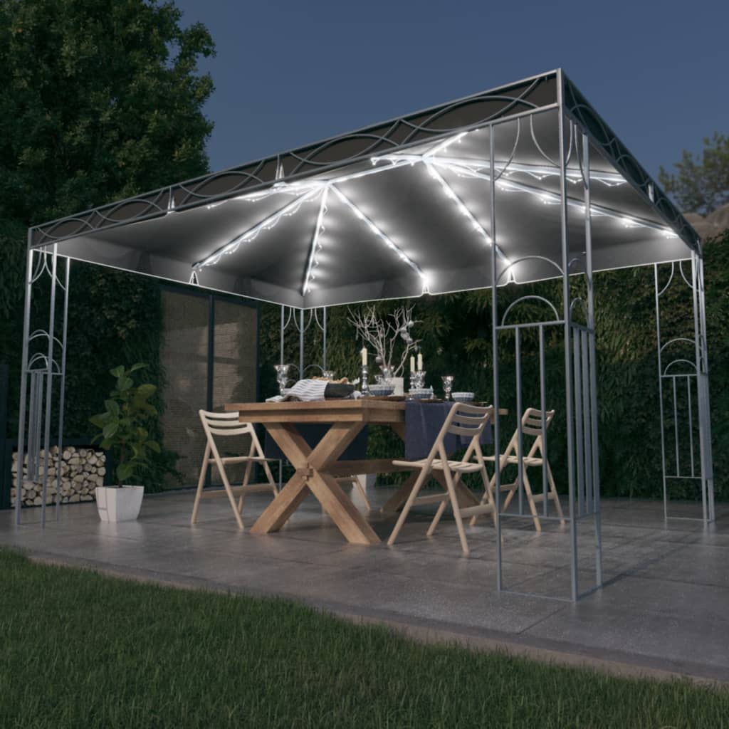 Pavėsinė su lemputėmis LED, antracito, 400×300 cm Pavėsinė su lemputėmis LED, antracito, 400x300 cm - Image 2