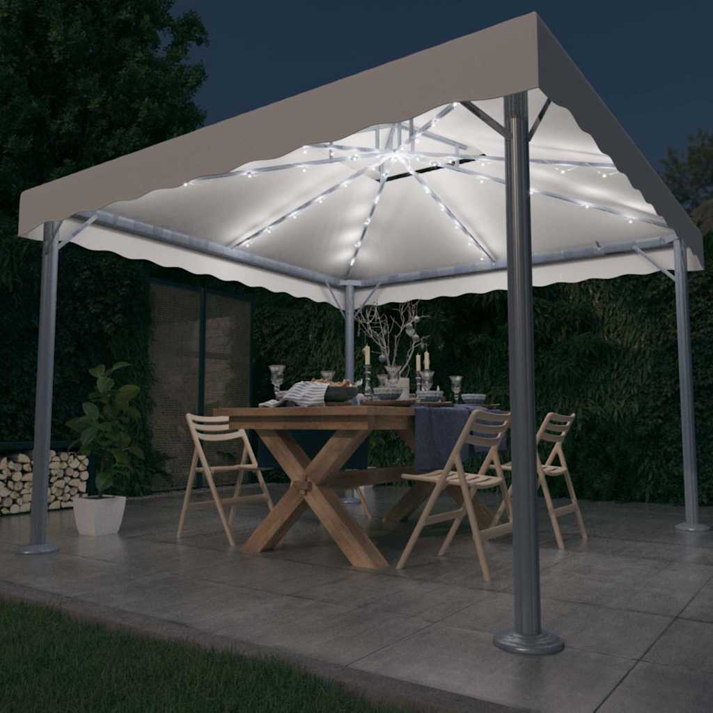 Pavėsinė su lemputėmis LED, kreminė, 300x300cm Pavėsinė su lemputėmis LED, kreminė, 300x300cm - Image 2