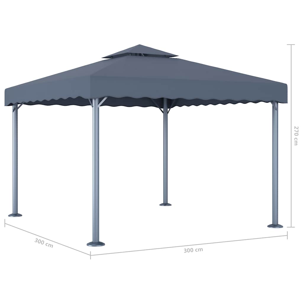 Pavėsinė su lemputėmis LED, antracito, 300x300cm Pavėsinė su lemputėmis LED, antracito, 300x300cm