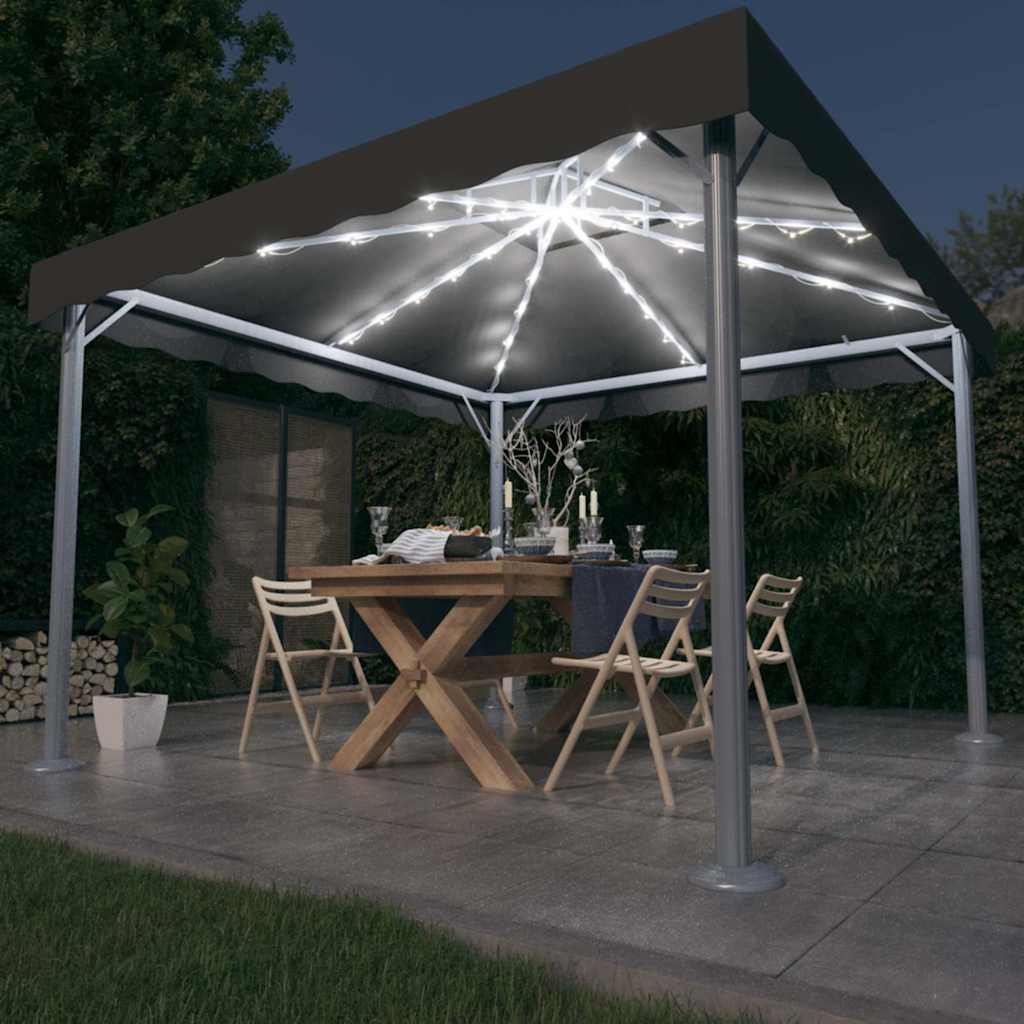 Pavėsinė su lemputėmis LED, antracito, 300x300cm Pavėsinė su lemputėmis LED, antracito, 300x300cm - Image 2
