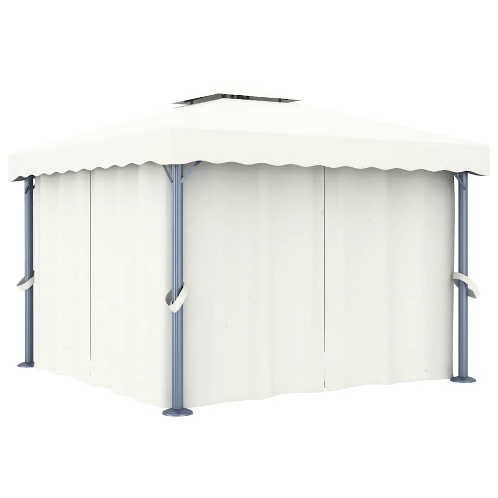 Pavėsinė su lemputėmis ir užuolaidomis LED, kreminė balta, 3x3m Pavėsinė su lemputėmis ir užuolaidomis LED, kreminė balta, 3x3m - Image 3