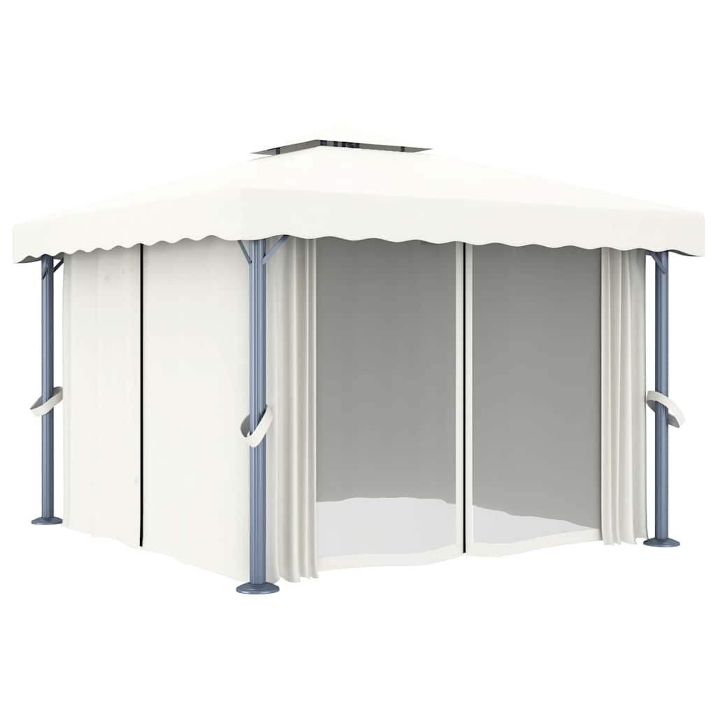 Pavėsinė su lemputėmis ir užuolaidomis LED, kreminė balta, 3x3m Pavėsinė su lemputėmis ir užuolaidomis LED, kreminė balta, 3x3m - Image 5