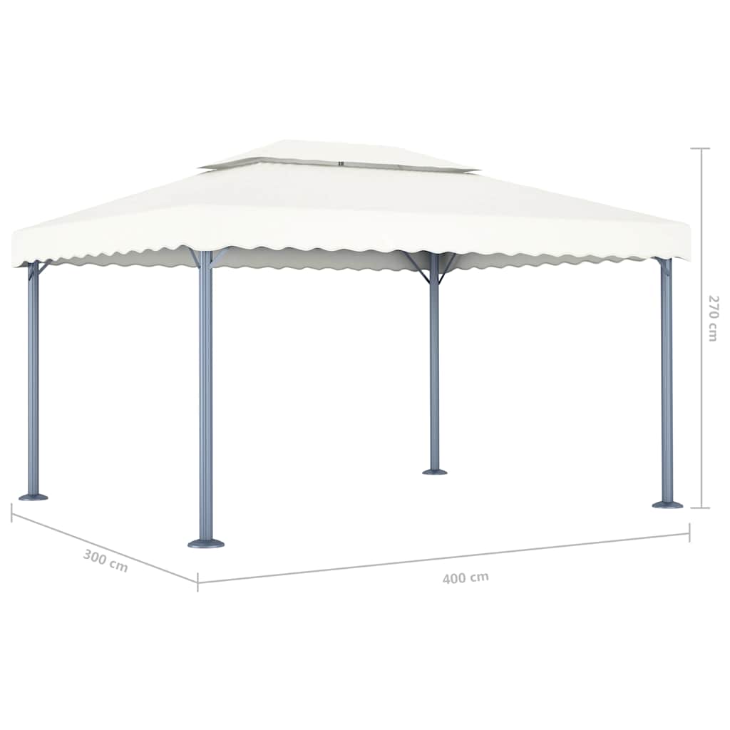 Pavėsinė su lemputėmis LED, kreminė, 400x300cm Pavėsinė su lemputėmis LED, kreminė, 400x300cm