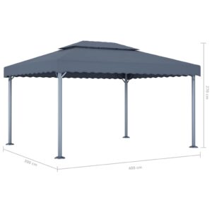 Pavėsinė su lemputėmis LED, antracito, 400x300cm