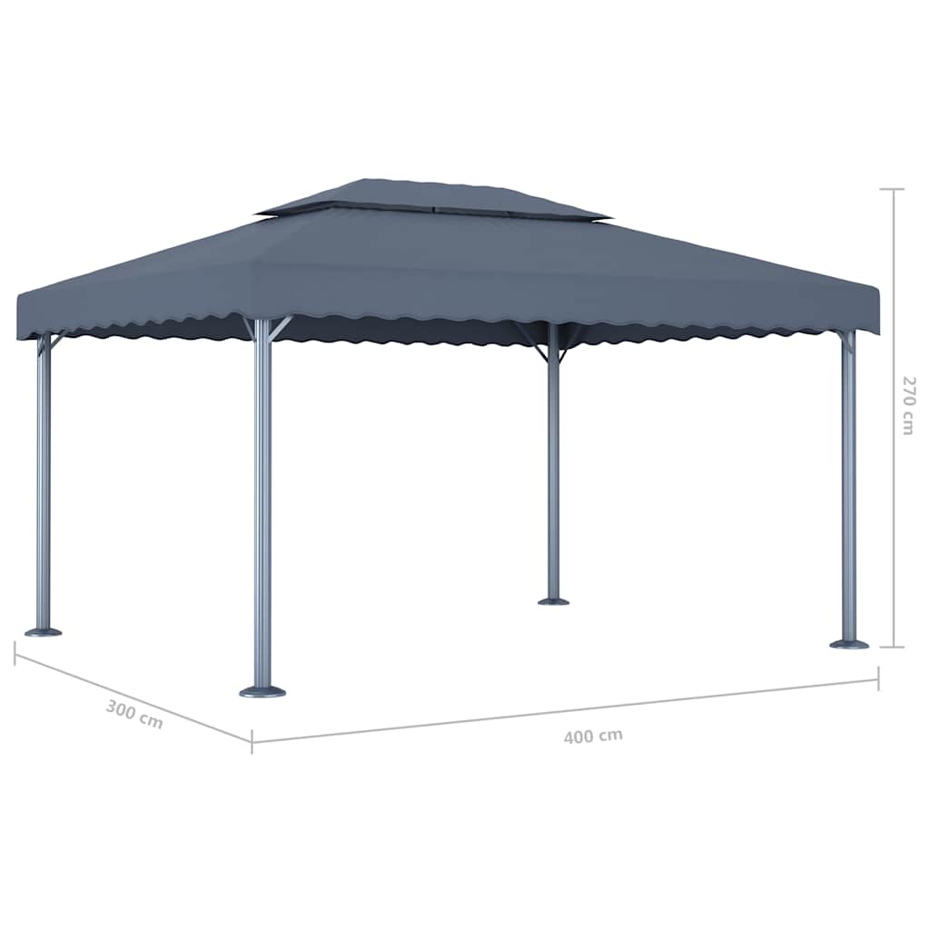 Pavėsinė su lemputėmis LED, antracito, 400x300cm Pavėsinė su lemputėmis LED, antracito, 400x300cm