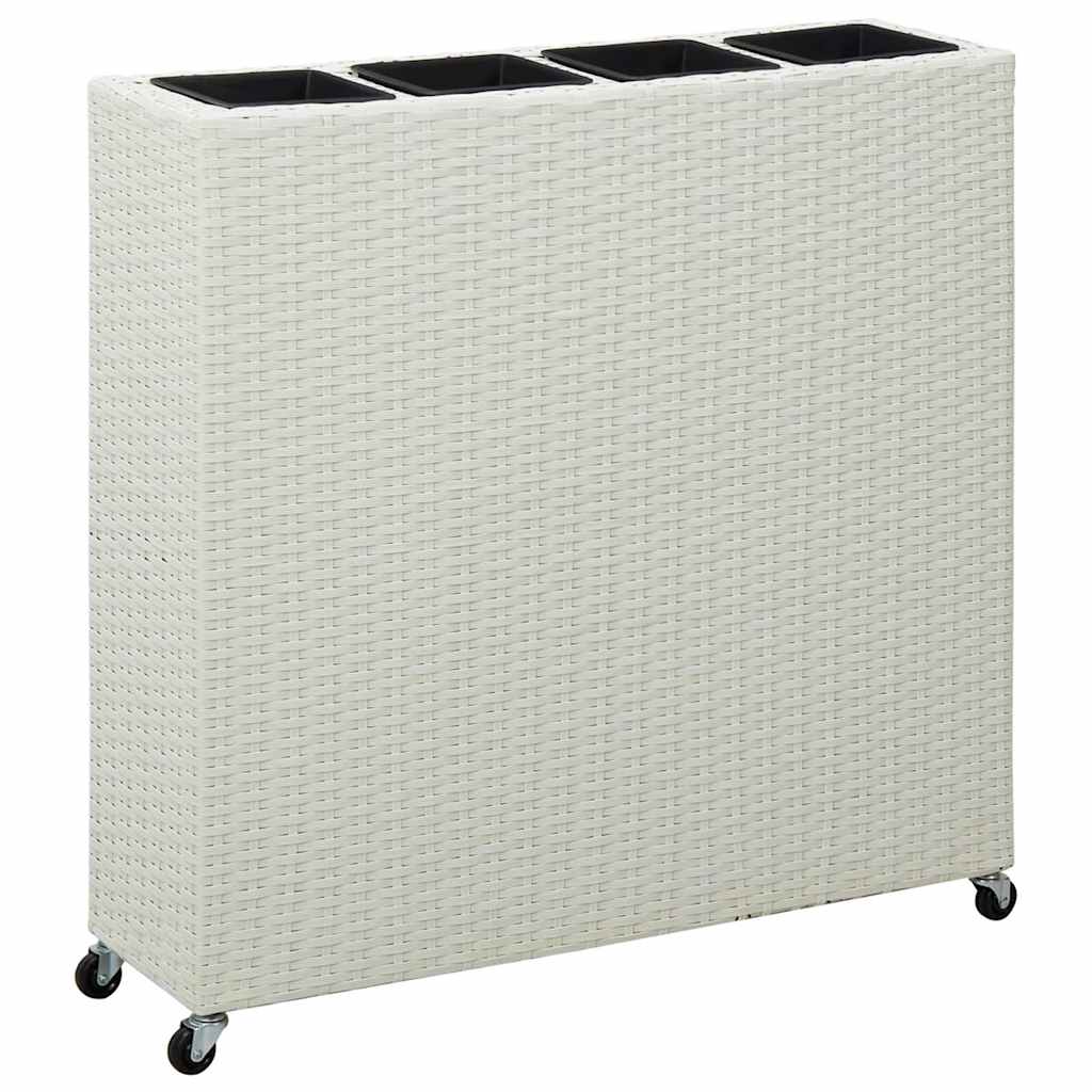 Aukštas lovelis su 4 vazonais, baltas, 80x22x79cm, poliratanas Aukštas lovelis su 4 vazonais, baltas, 80x22x79cm, poliratanas - Image 2