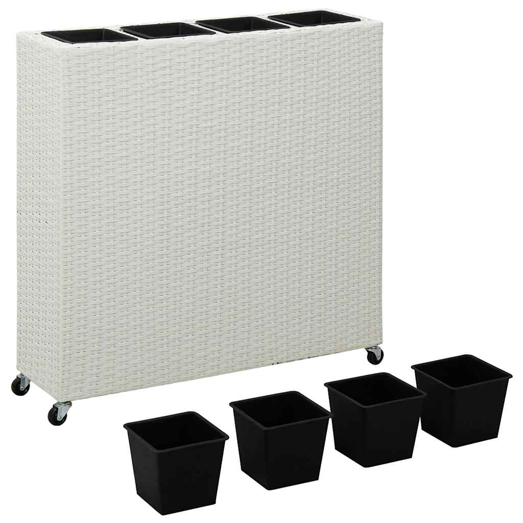 Aukštas lovelis su 4 vazonais, baltas, 80x22x79cm, poliratanas Aukštas lovelis su 4 vazonais, baltas, 80x22x79cm, poliratanas - Image 4