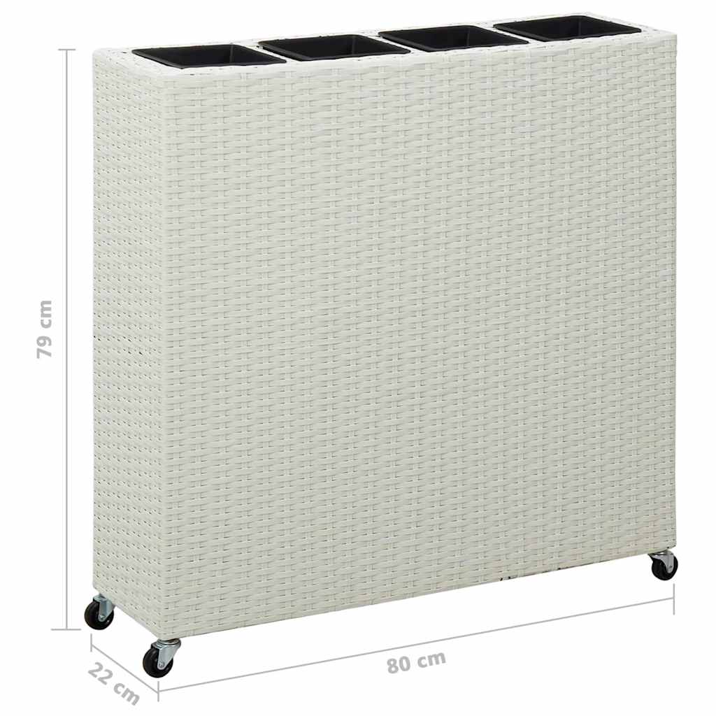 Aukštas lovelis su 4 vazonais, baltas, 80x22x79cm, poliratanas Aukštas lovelis su 4 vazonais, baltas, 80x22x79cm, poliratanas