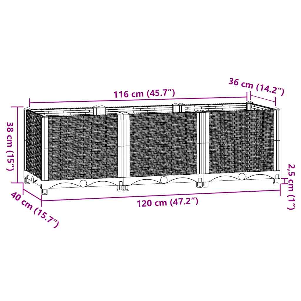 Aukštas lovelis, 120x40x38cm, polipropilenas Aukštas lovelis, 120x40x38cm, polipropilenas - Image 9