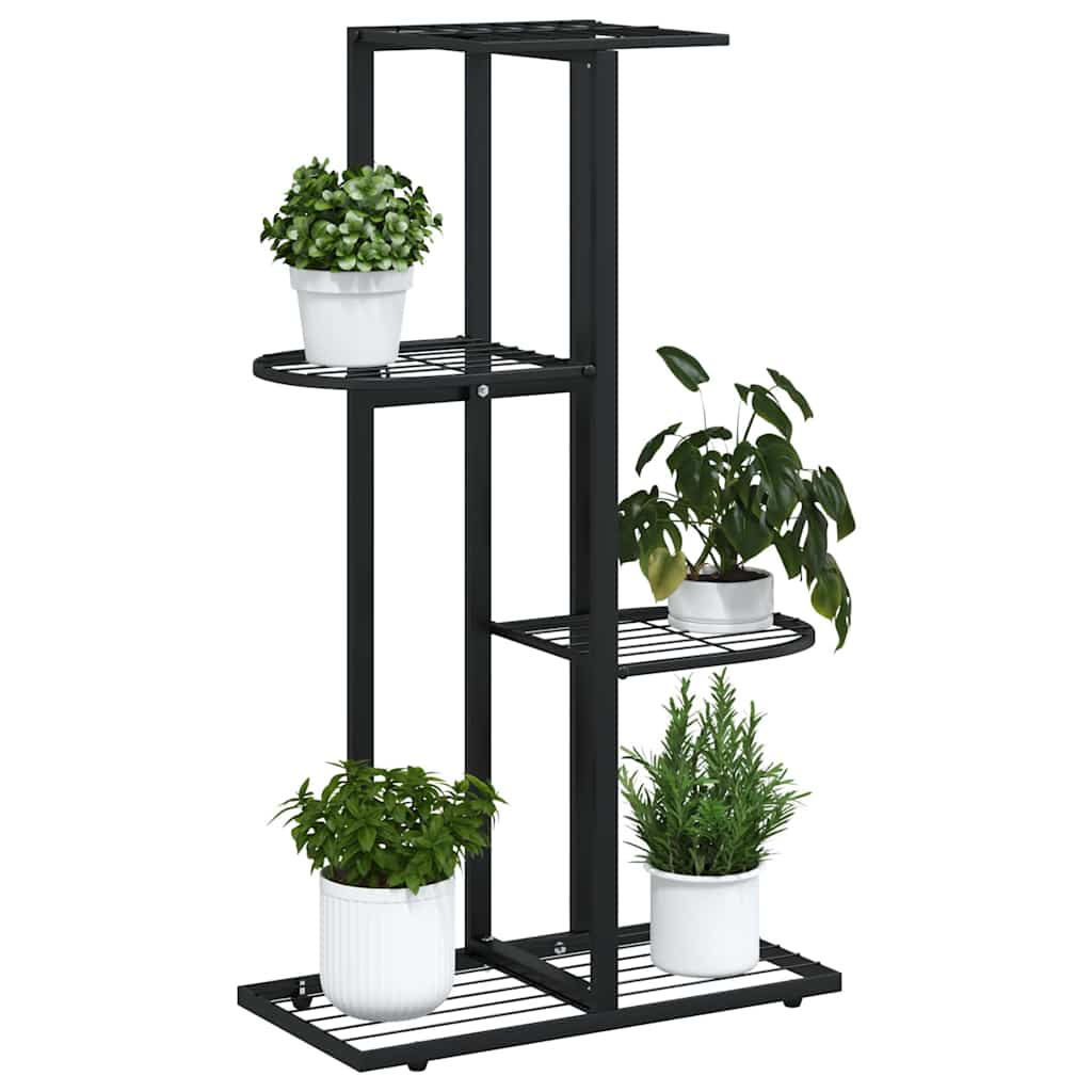 Stovas augalams, 4 lentynos, juodas, 43x22x76cm, metalas Stovas augalams, 4 lentynos, juodas, 43x22x76cm, metalas - Image 4