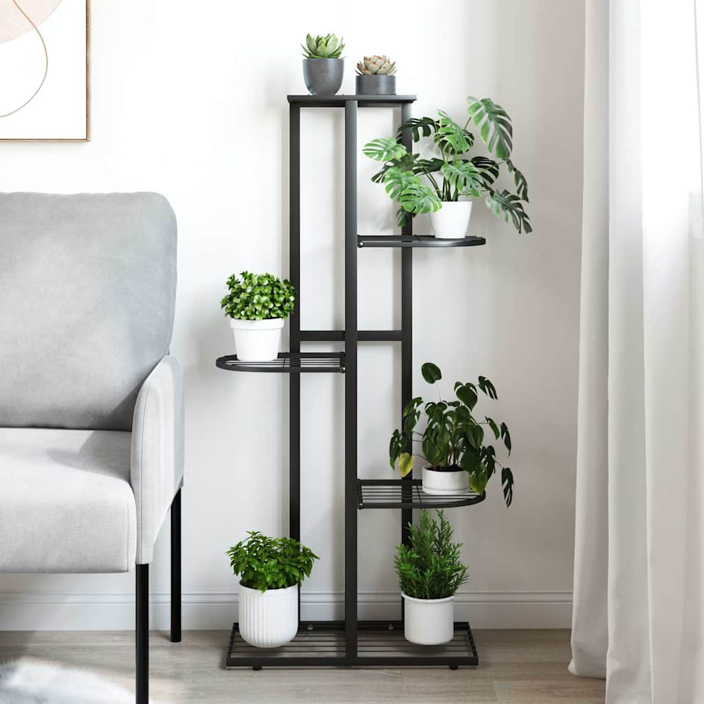 Stovas augalams, 5 lentynos, juodas, 43x22x98cm, metalas Stovas augalams, 5 lentynos, juodas, 43x22x98cm, metalas - Image 3