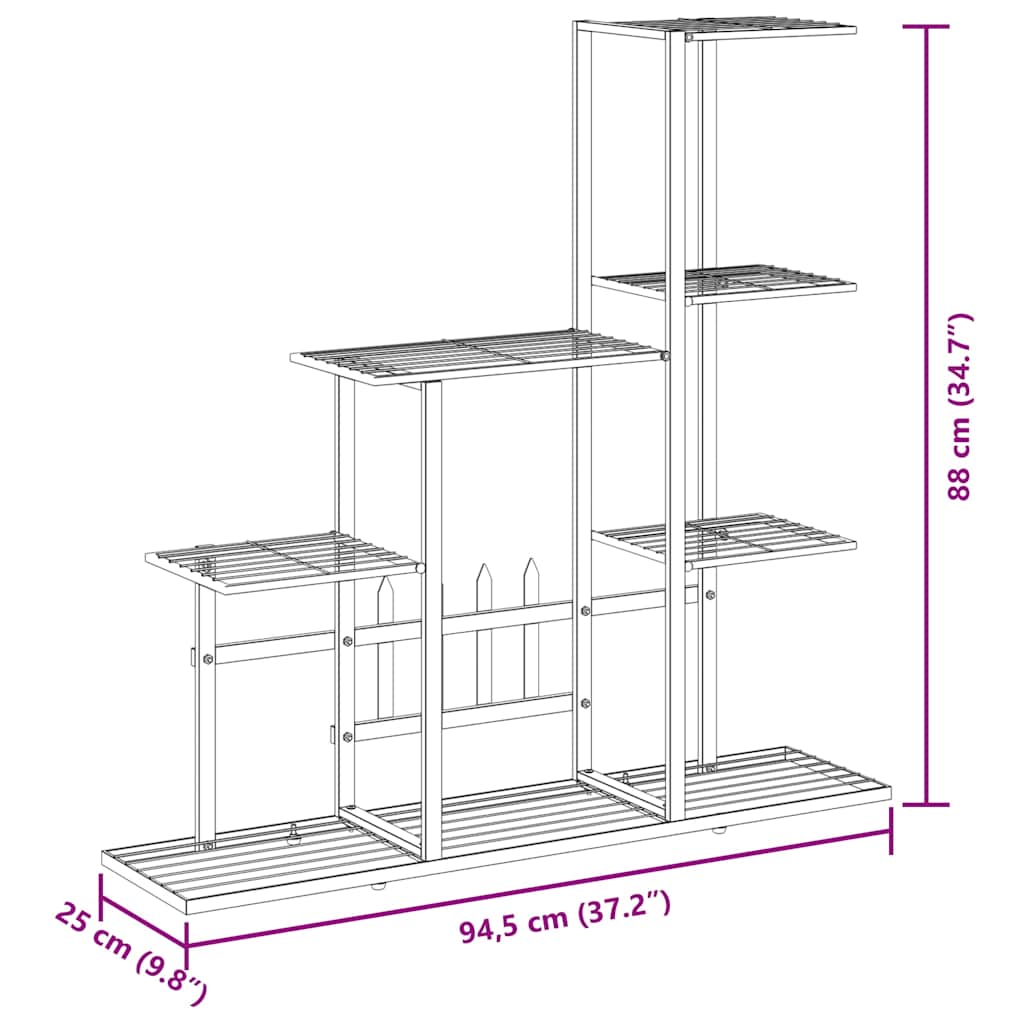 Stovas augalams, juodos spalvos, 94,5x25x88cm, metalas Stovas augalams, juodos spalvos, 94,5x25x88cm, metalas - Image 9