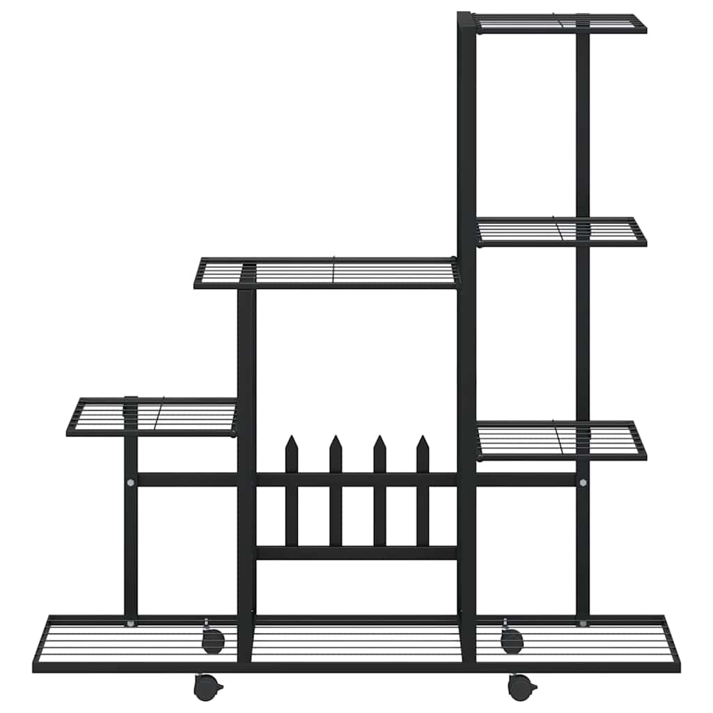 Stovas augalams su ratukais, juodas, 94,5x25x92,5cm, metalas Stovas augalams su ratukais, juodas, 94,5x25x92,5cm, metalas - Image 4