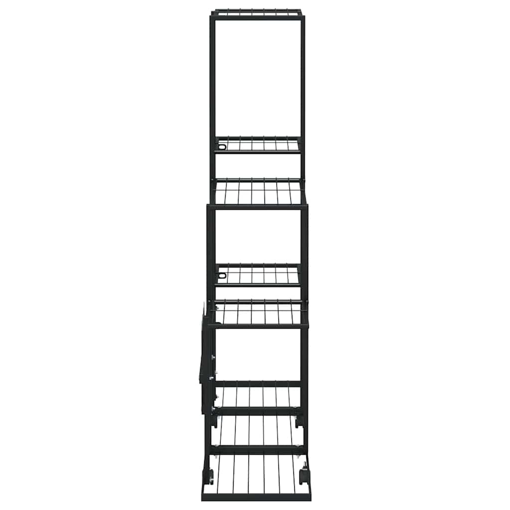 Stovas augalams su ratukais, juodas, 94,5x25x92,5cm, metalas Stovas augalams su ratukais, juodas, 94,5x25x92,5cm, metalas - Image 5