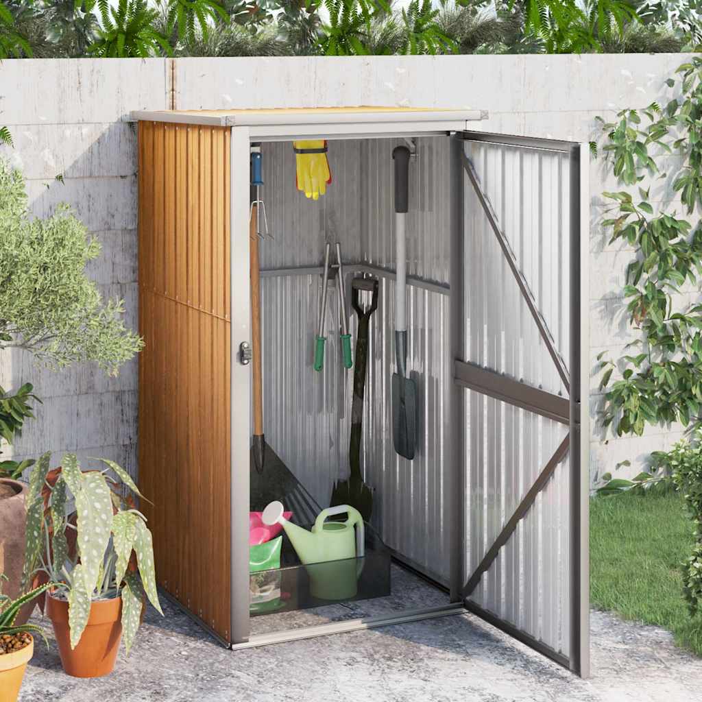 Sodo įrankių pašiūrė, ruda, 88x89x161cm, galvanizuotas plienas Sodo įrankių pašiūrė, ruda, 88x89x161cm, galvanizuotas plienas - Image 2