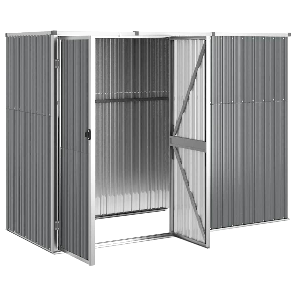 Sodo įrankių pašiūrė, pilka, 225x89x161cm, plienas Sodo įrankių pašiūrė, pilka, 225x89x161cm, plienas - Image 3
