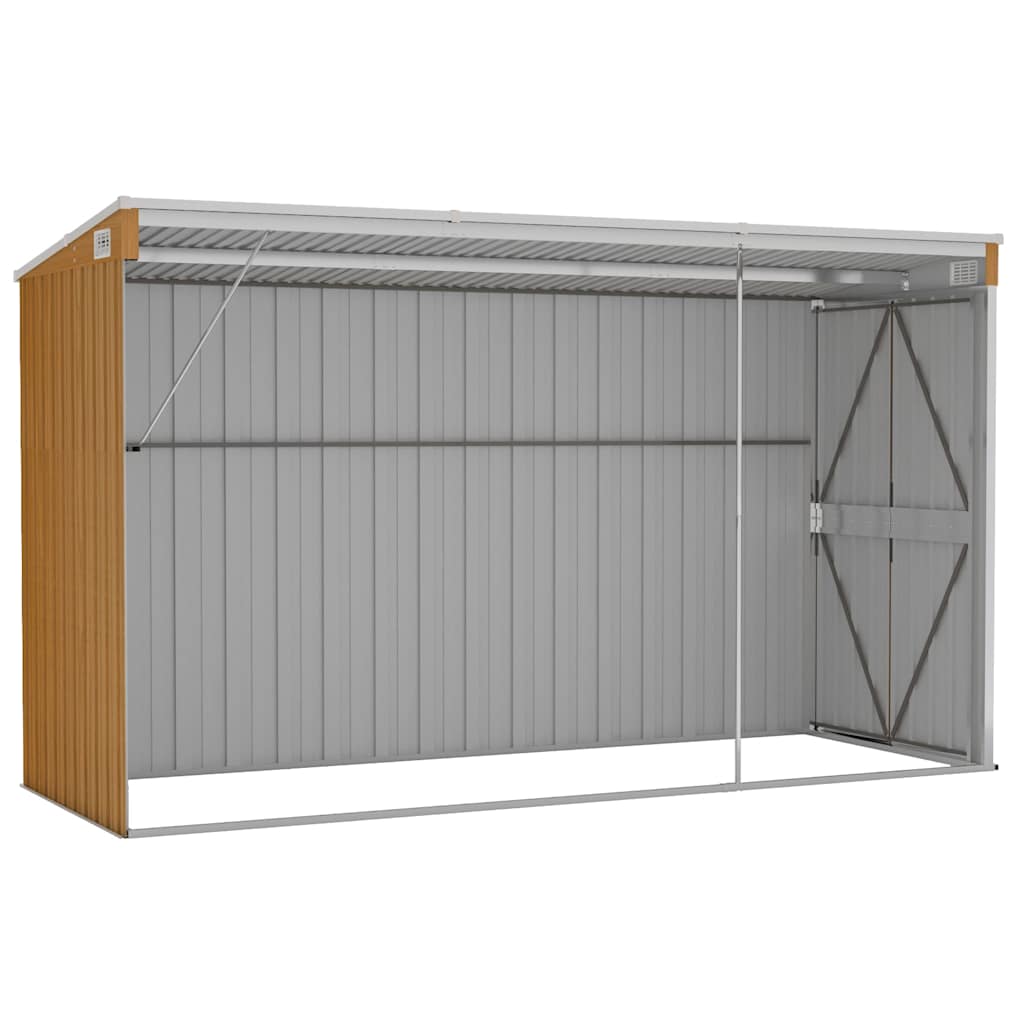 Prie sienos montuojamas sodo sandėliukas, rudas, 118x288x178 cm, cinkuotas plienas Prie sienos montuojamas sodo sandėliukas, rudas, 118x288x178 cm, cinkuotas plienas - Image 6
