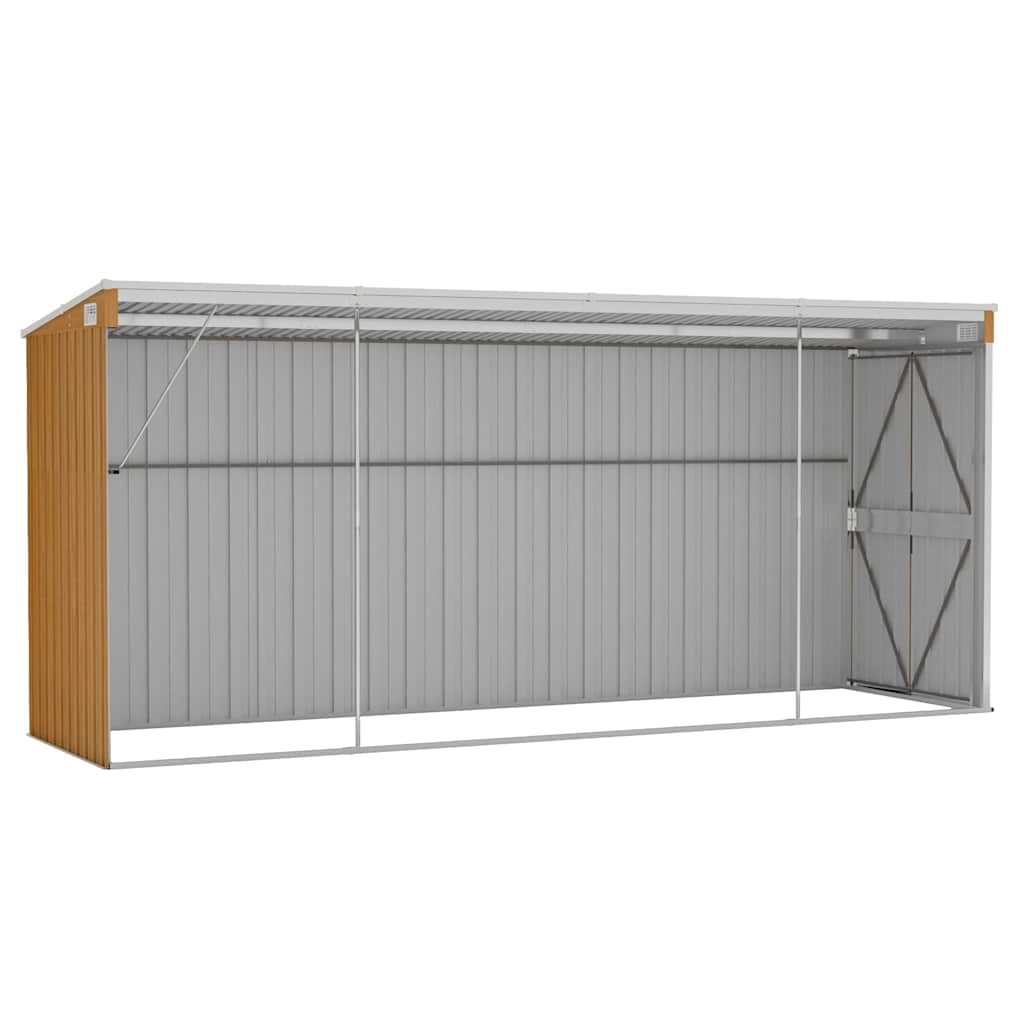 Prie sienos montuojamas sodo sandėliukas, rudas, 118x382x178 cm, cinkuotas plienas Prie sienos montuojamas sodo sandėliukas, rudas, 118x382x178 cm, cinkuotas plienas - Image 6