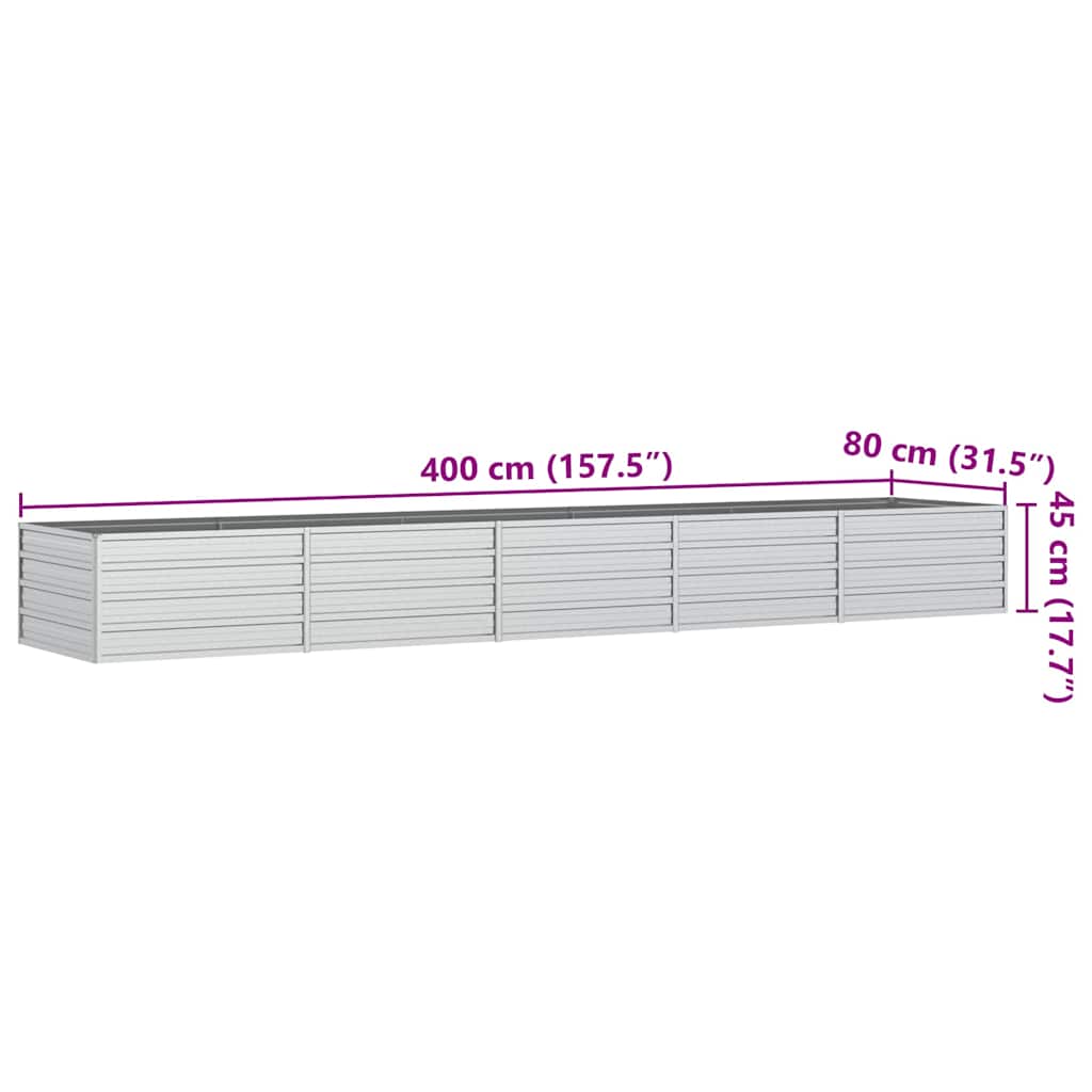 Aukštas sodo lovelis, sidabrinis, 400x80x45cm, plienas Aukštas sodo lovelis, sidabrinis, 400x80x45cm, plienas - Image 7
