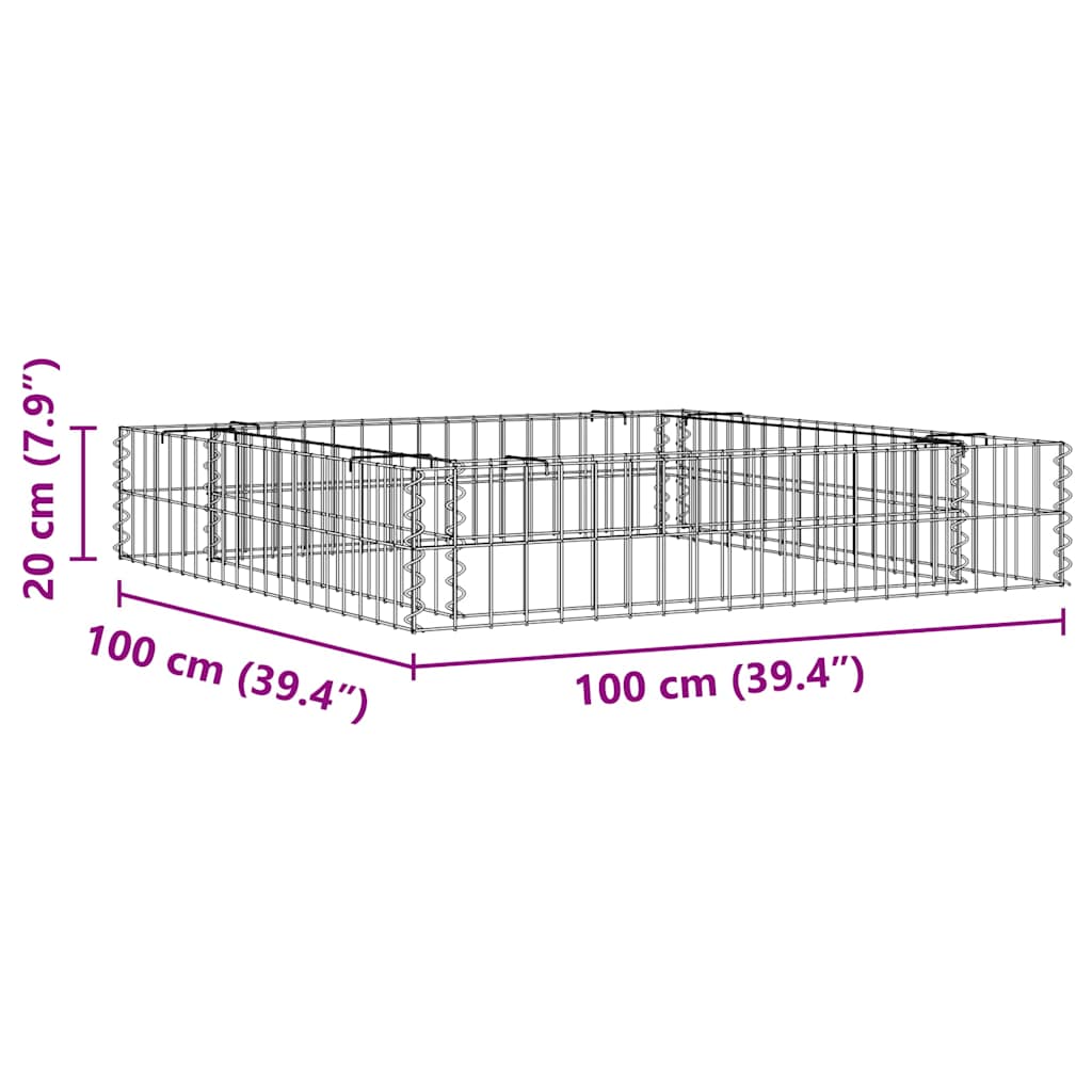 Aukštas gabiono lovelis, 100x100x20cm, galvanizuotas plienas Aukštas gabiono lovelis, 100x100x20cm, galvanizuotas plienas