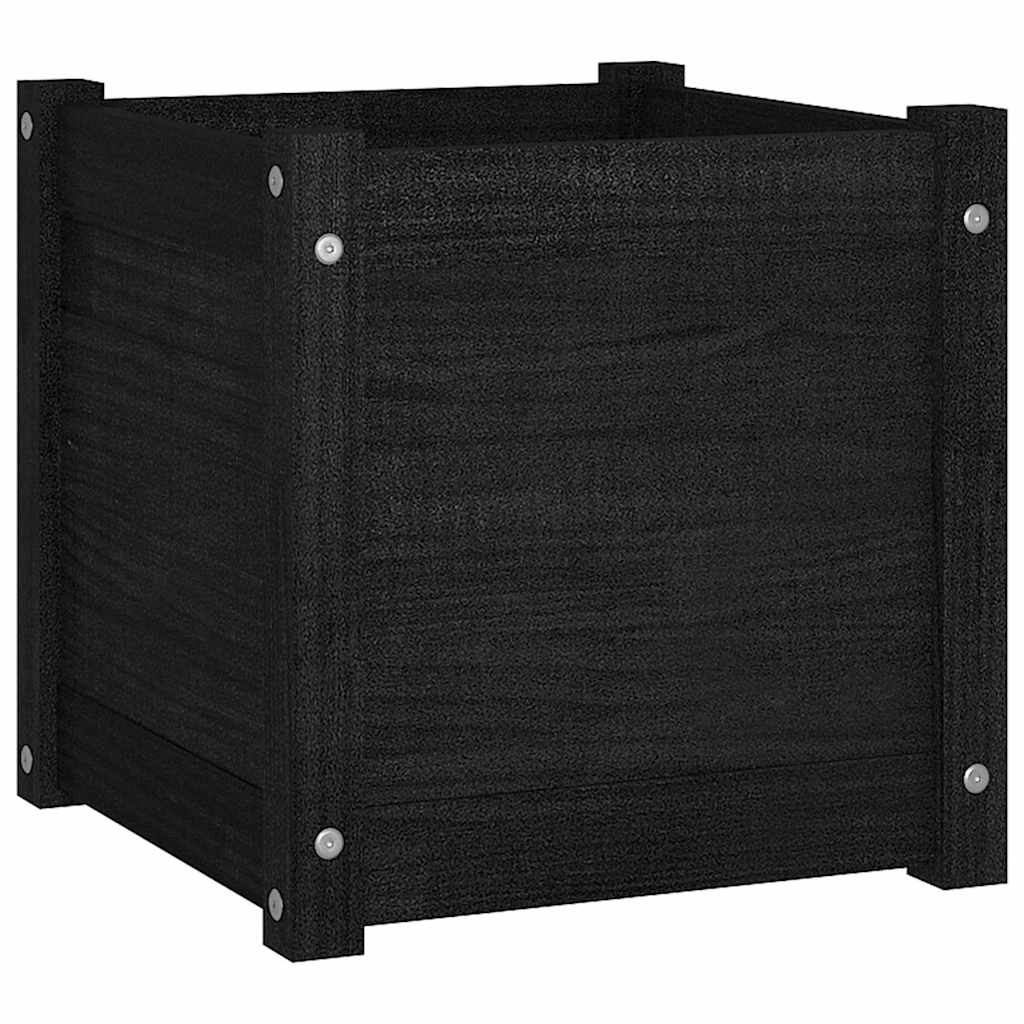 Sodo loveliai, 2vnt., juodi, 40x40x40cm, pušies masyvas Sodo loveliai, 2vnt., juodi, 40x40x40cm, pušies masyvas - Image 4