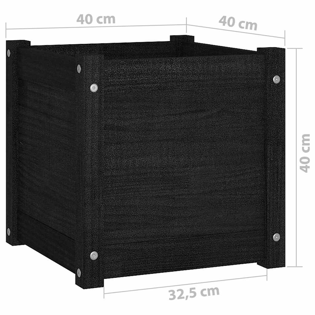 Sodo loveliai, 2vnt., juodi, 40x40x40cm, pušies masyvas Sodo loveliai, 2vnt., juodi, 40x40x40cm, pušies masyvas