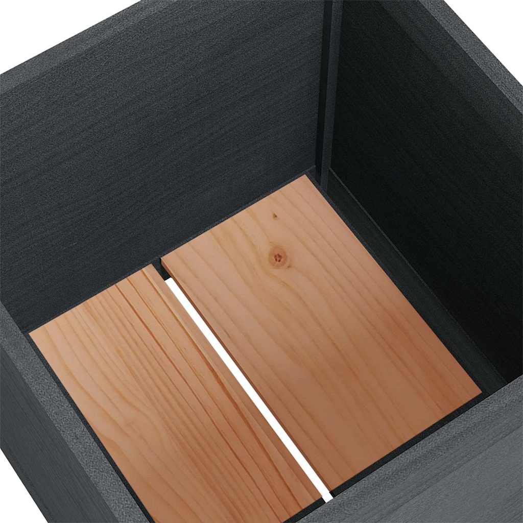 Sodo lovelis, pilkas, 50x50x50 cm, pušies medienos masyvas Sodo lovelis, pilkas, 50x50x50 cm, pušies medienos masyvas - Image 5