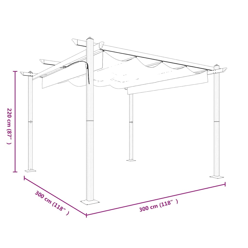 Sodo pavėsinė su įtraukiamu stogu, kreminės spalvos, 3x3m Sodo pavėsinė su įtraukiamu stogu, kreminės spalvos, 3x3m