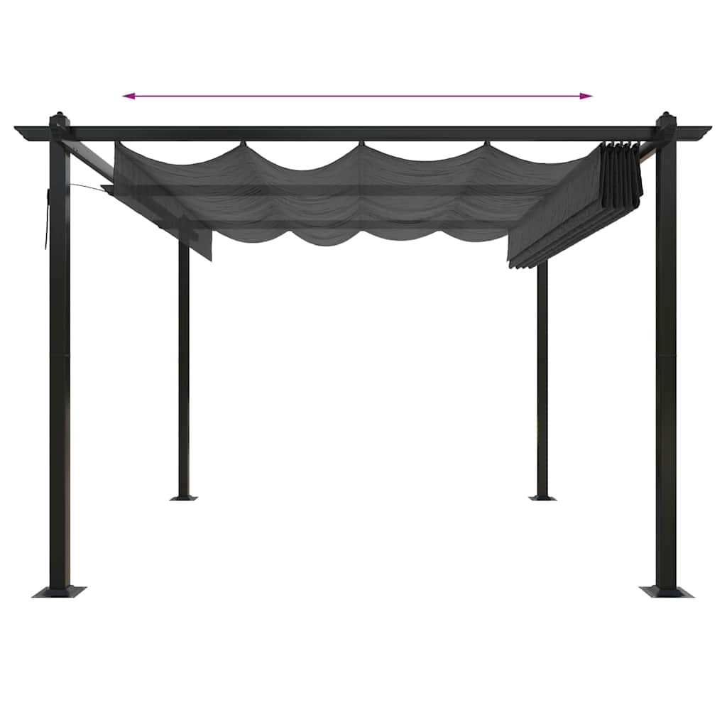 Sodo pavėsinė su įtraukiamu stogu, antracito spalvos, 3x3m Sodo pavėsinė su įtraukiamu stogu, antracito spalvos, 3x3m - Image 6