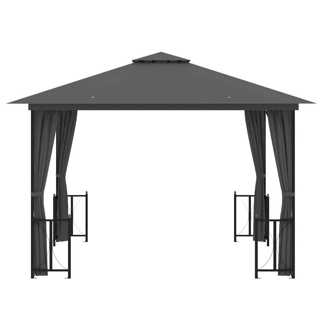 Pavėsinė su šoninėmis sienomis ir stogu, antracito, 3x3m Pavėsinė su šoninėmis sienomis ir stogu, antracito, 3x3m - Image 3