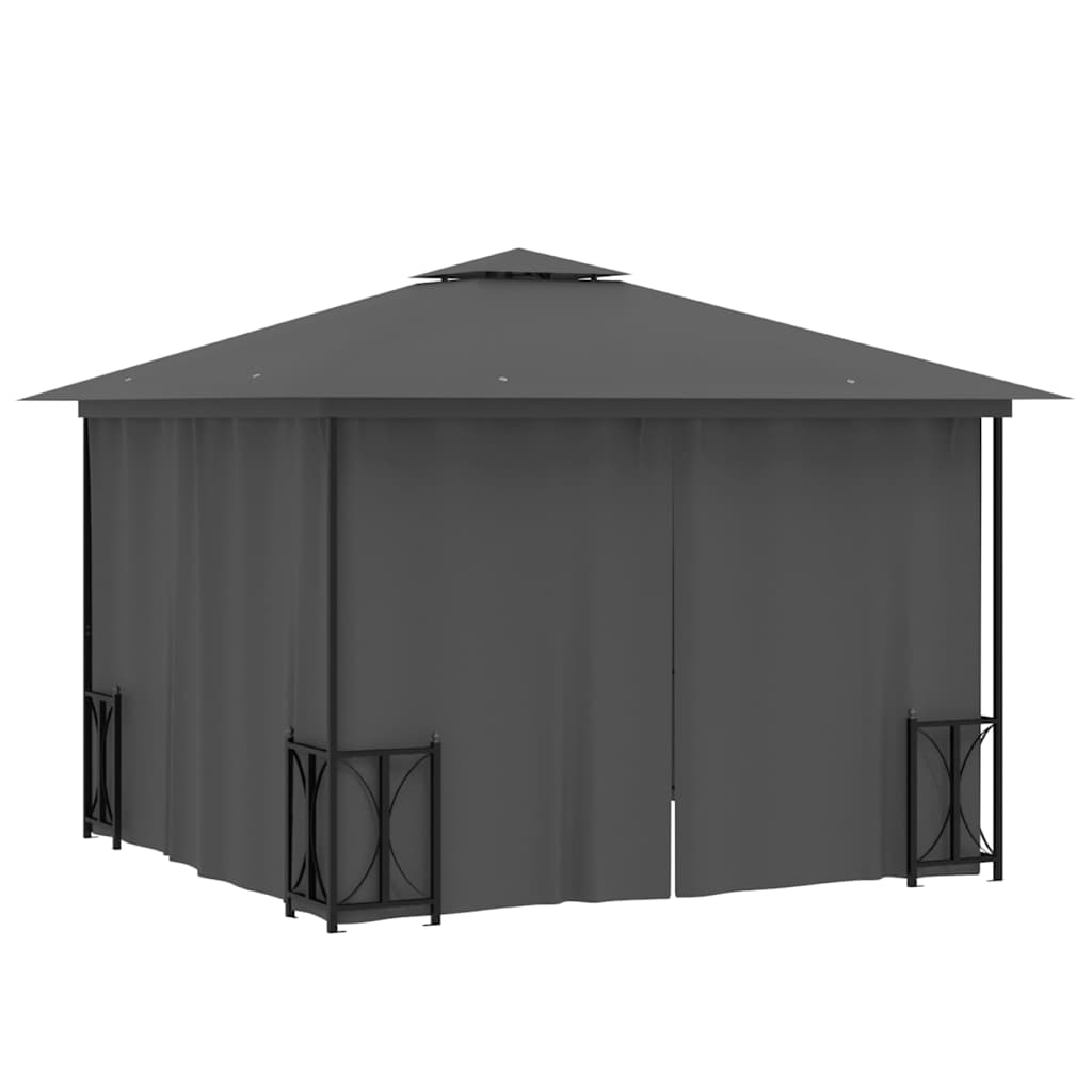 Pavėsinė su šoninėmis sienomis ir stogu, antracito, 3x3m Pavėsinė su šoninėmis sienomis ir stogu, antracito, 3x3m - Image 4