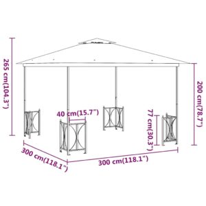 Pavėsinė su šoninėmis sienomis ir stogu, antracito, 3x3m