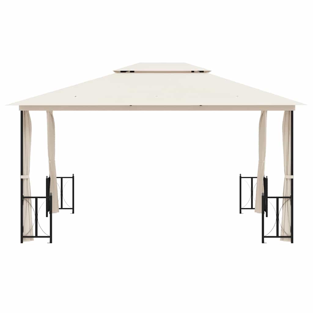Pavėsinė su šoninėmis sienomis ir stogu, kreminė, 3x4m Pavėsinė su šoninėmis sienomis ir stogu, kreminė, 3x4m - Image 3