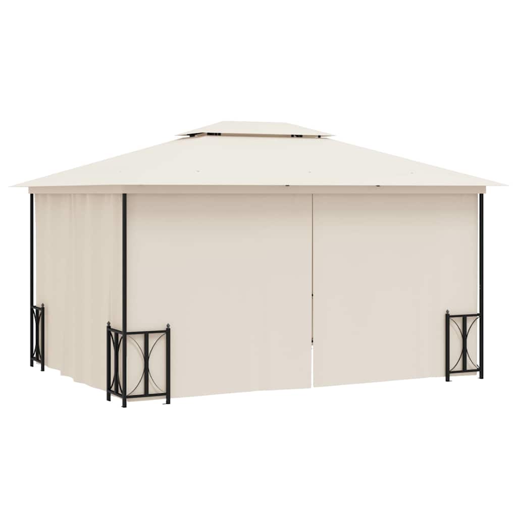 Pavėsinė su šoninėmis sienomis ir stogu, kreminė, 3x4m Pavėsinė su šoninėmis sienomis ir stogu, kreminė, 3x4m - Image 4