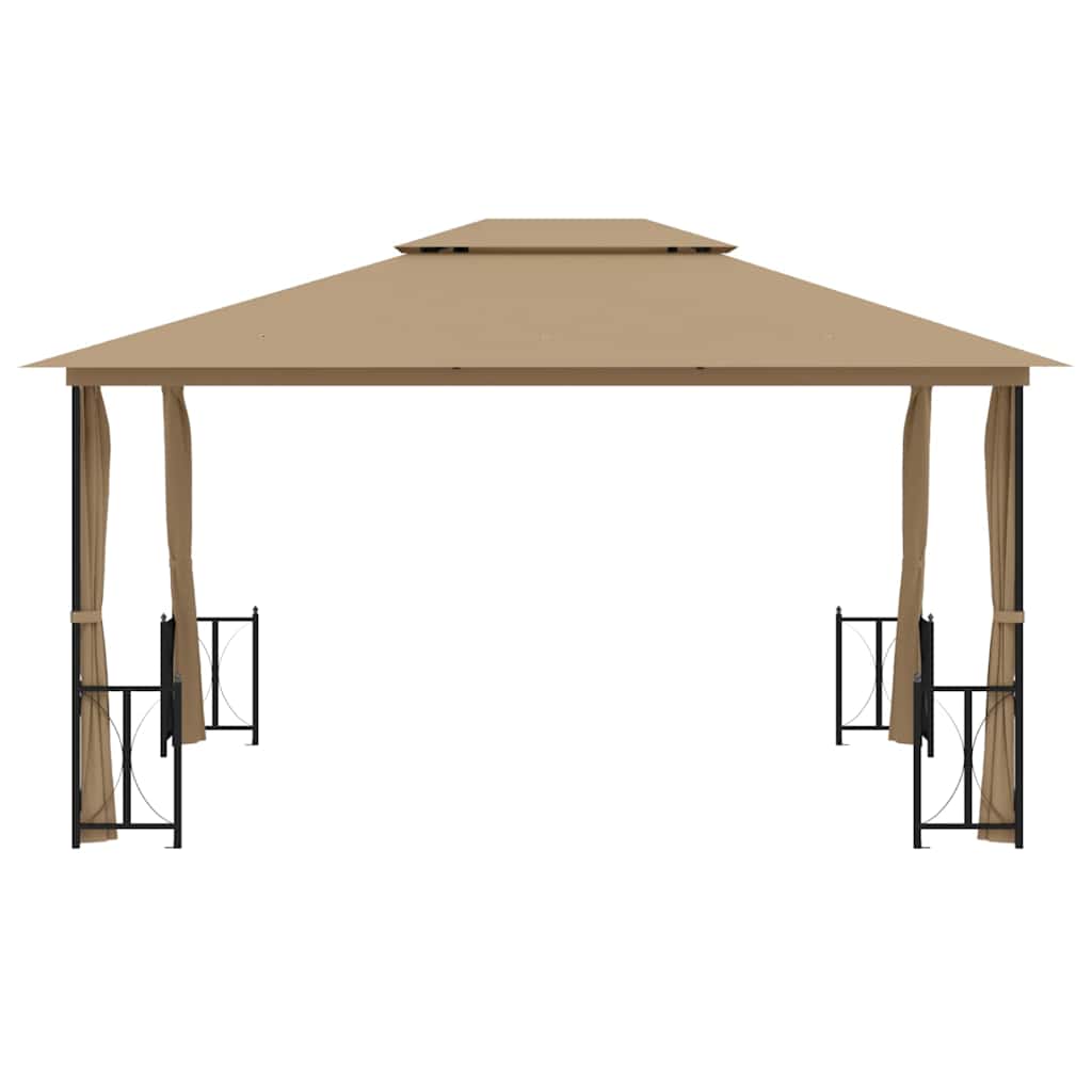 Pavėsinė su šoninėmis sienomis ir stogu, taupe spalvos, 3x4m Pavėsinė su šoninėmis sienomis ir stogu, taupe spalvos, 3x4m - Image 3