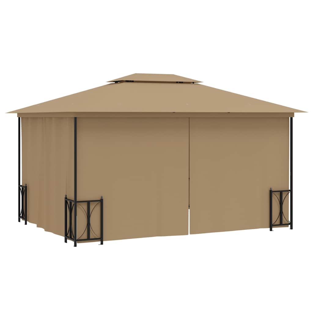 Pavėsinė su šoninėmis sienomis ir stogu, taupe spalvos, 3x4m Pavėsinė su šoninėmis sienomis ir stogu, taupe spalvos, 3x4m - Image 4
