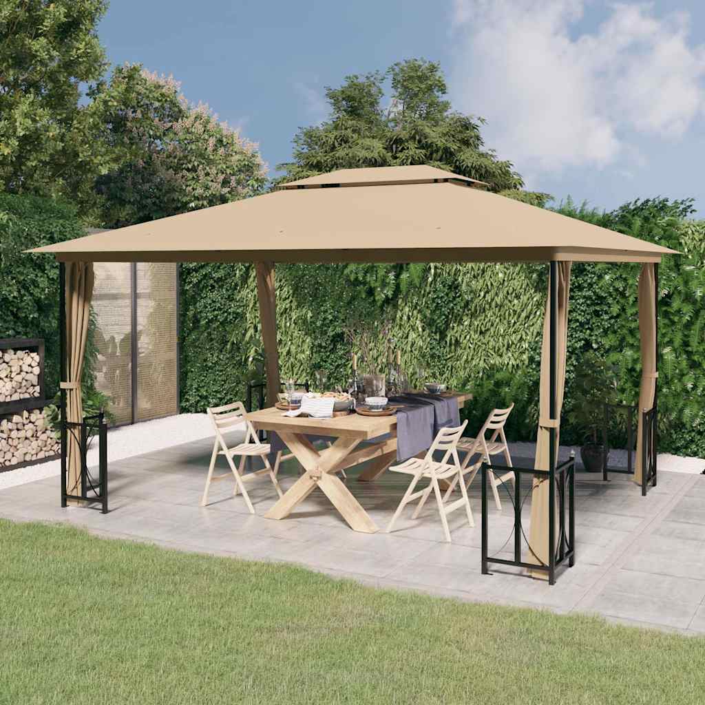 Pavėsinė su šoninėmis sienomis ir stogu, taupe spalvos, 3x4m Pavėsinė su šoninėmis sienomis ir stogu, taupe spalvos, 3x4m - Image 2