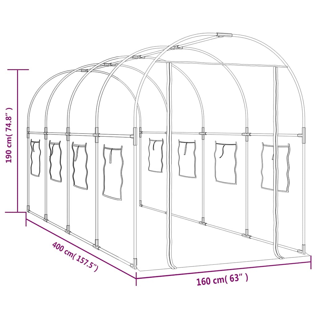 Šiltnamis, skaidrus, 160x400x190 cm, PVC ir plienas Šiltnamis, skaidrus, 160x400x190 cm, PVC ir plienas