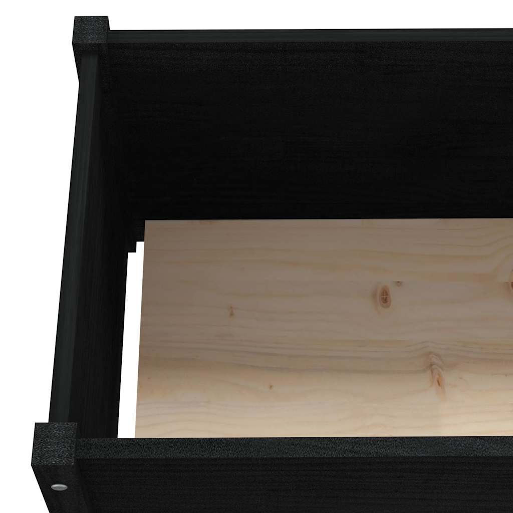 Sodo lovelis, juodas, 150x50x70cm, pušies medienos masyvas Sodo lovelis, juodas, 150x50x70cm, pušies medienos masyvas - Image 5