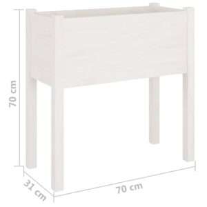 Sodo lovelis, baltas, 70x31x70cm, pušies medienos masyvas