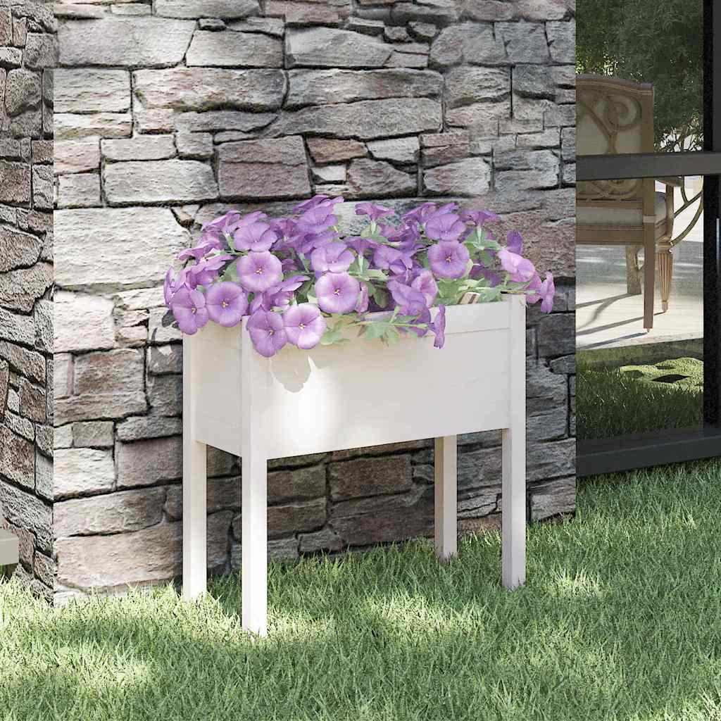 Sodo lovelis, baltas, 70x31x70cm, pušies medienos masyvas Sodo lovelis, baltas, 70x31x70cm, pušies medienos masyvas - Image 2