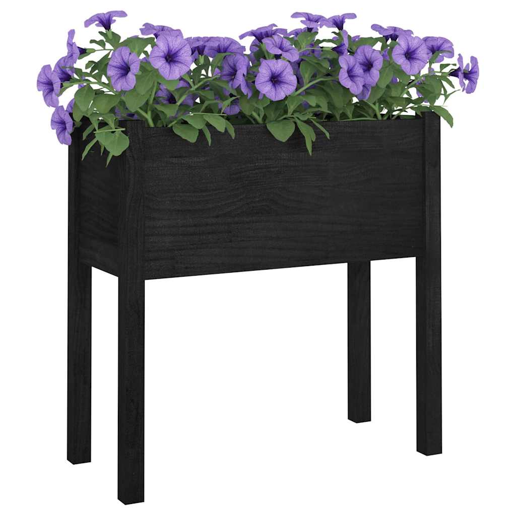 Sodo lovelis, juodas, 70x31x70cm, pušies medienos masyvas Sodo lovelis, juodas, 70x31x70cm, pušies medienos masyvas - Image 6
