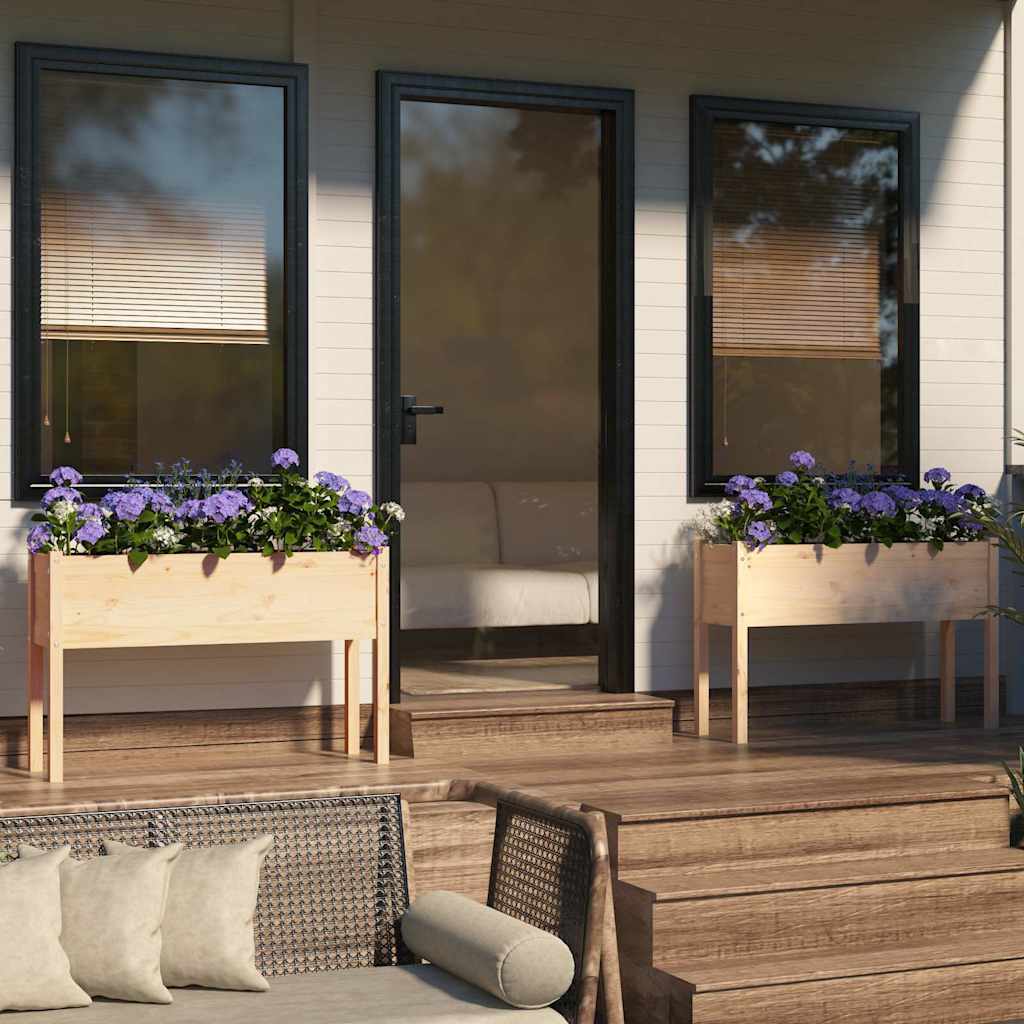 Sodo loveliai, 2vnt., 110x31x70cm, pušies medienos masyvas Sodo loveliai, 2vnt., 110x31x70cm, pušies medienos masyvas - Image 2