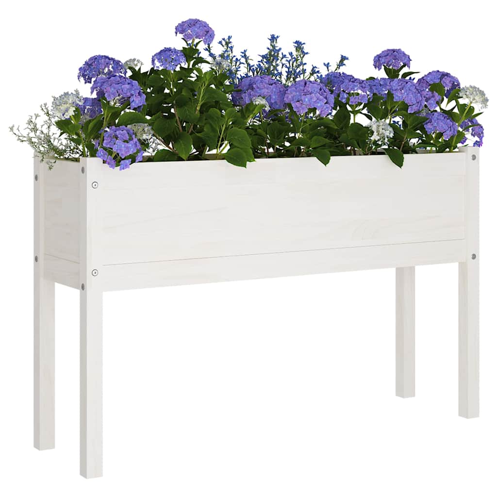Sodo loveliai, 2vnt., balti, 110x31x70cm, pušies masyvas Sodo loveliai, 2vnt., balti, 110x31x70cm, pušies masyvas - Image 3