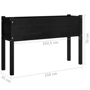 Sodo loveliai, 2vnt., juodi, 110x31x70cm, pušies masyvas