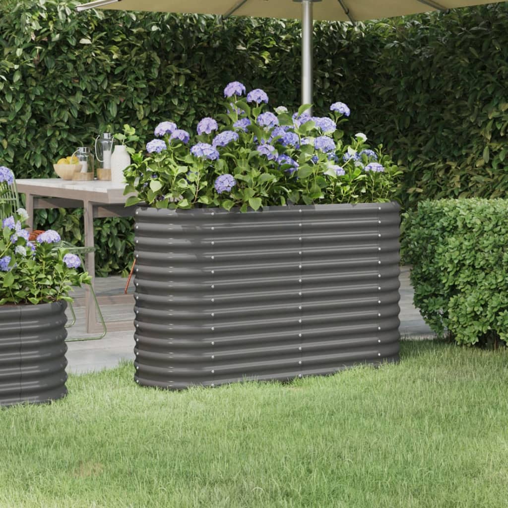 Aukštas sodo lovelis, pilkas, 114x40x68cm, cinkuotas plienas Aukštas sodo lovelis, pilkas, 114x40x68cm, cinkuotas plienas - Image 2