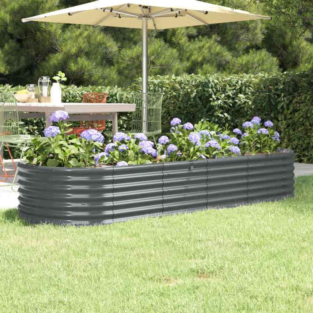 Aukštas sodo lovelis, antracito, 224x80x36cm, cinkuotas plienas Aukštas sodo lovelis, antracito, 224x80x36cm, cinkuotas plienas - Image 2